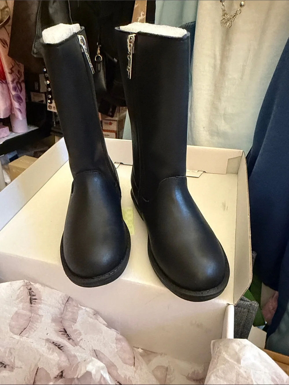 Jessica Simpson Black Kids Mid-Calf Boots with Rhinestone Bow